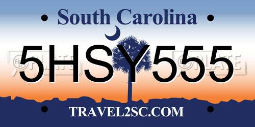 5HSY555 South Carolina License Plate