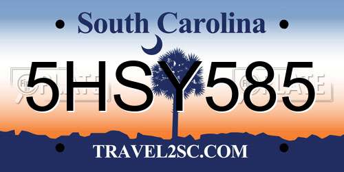5HSY585 South Carolina License Plate