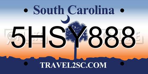 5HSY888 South Carolina License Plate