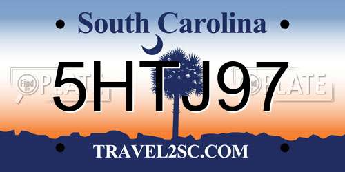 5HTJ97 South Carolina License Plate