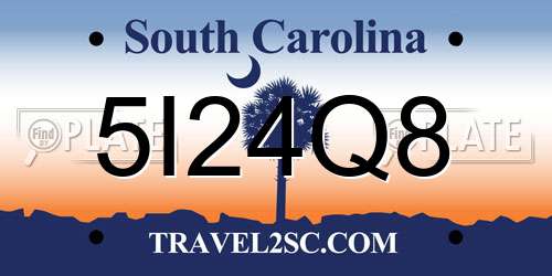 5I24Q8 South Carolina License Plate