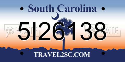 5I26138 South Carolina License Plate