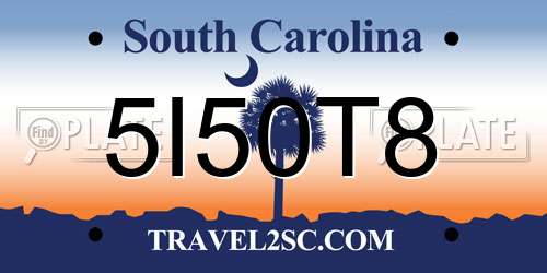 5I50T8 South Carolina License Plate