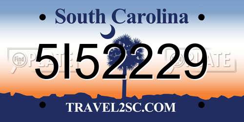 5I52229 South Carolina License Plate