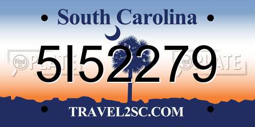 5I52279 South Carolina License Plate