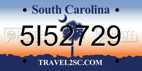 5I52729 South Carolina License Plate