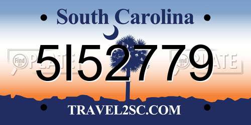 5I52779 South Carolina License Plate
