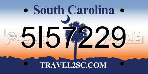 5I57229 South Carolina License Plate