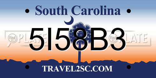 5I58B3 South Carolina License Plate