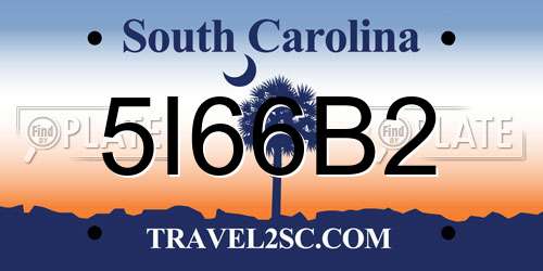 5I66B2 South Carolina License Plate