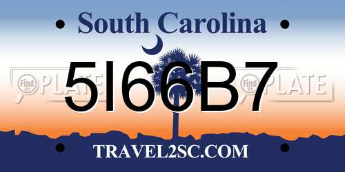 5I66B7 South Carolina License Plate