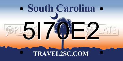 5I70E2 South Carolina License Plate