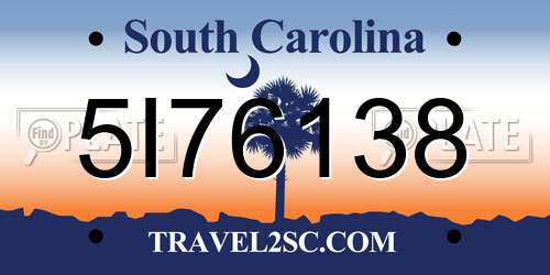 5I76138 South Carolina License Plate