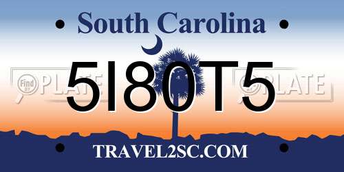5I80T5 South Carolina License Plate