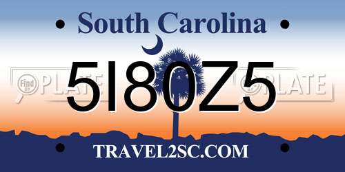 5I80Z5 South Carolina License Plate