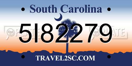 5I82279 South Carolina License Plate