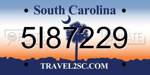 5I87229 South Carolina License Plate