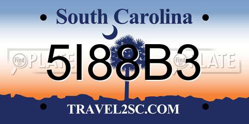 5I88B3 South Carolina License Plate