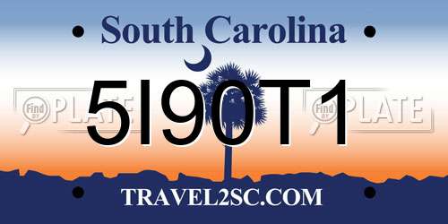 5I90T1 South Carolina License Plate