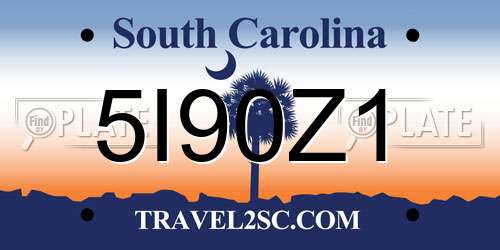 5I90Z1 South Carolina License Plate