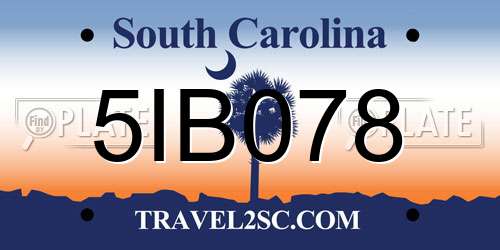 5IB078 South Carolina License Plate