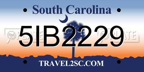 5IB2229 South Carolina License Plate