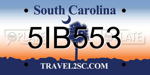 5IB553 South Carolina License Plate