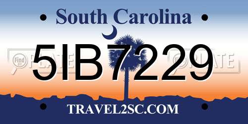 5IB7229 South Carolina License Plate