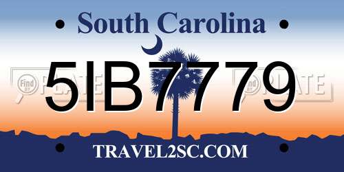5IB7779 South Carolina License Plate