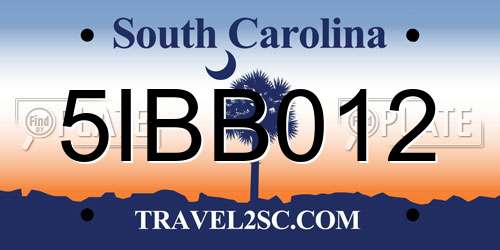 5IBB012 South Carolina License Plate