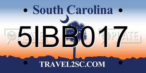 5IBB017 South Carolina License Plate