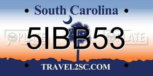 5IBB53 South Carolina License Plate
