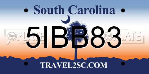 5IBB83 South Carolina License Plate