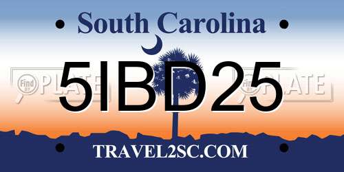 5IBD25 South Carolina License Plate