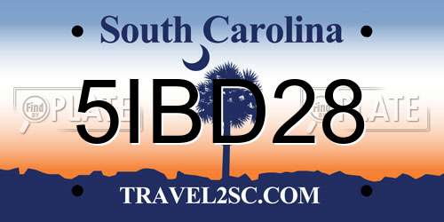 5IBD28 South Carolina License Plate