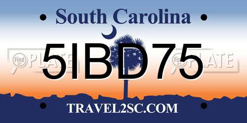 5IBD75 South Carolina License Plate