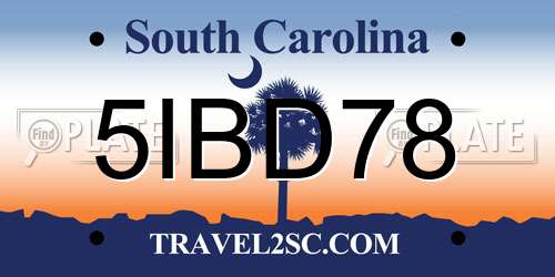 5IBD78 South Carolina License Plate
