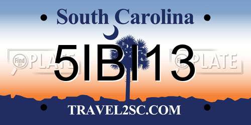 5IBI13 South Carolina License Plate