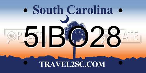 5IBO28 South Carolina License Plate