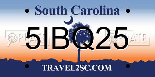 5IBQ25 South Carolina License Plate