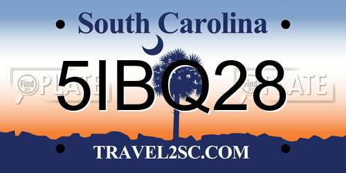 5IBQ28 South Carolina License Plate