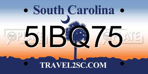 5IBQ75 South Carolina License Plate
