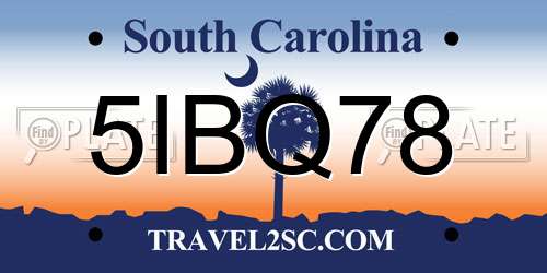 5IBQ78 South Carolina License Plate