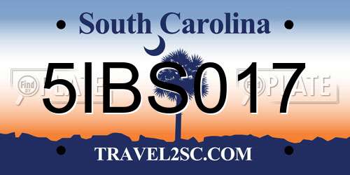 5IBS017 South Carolina License Plate