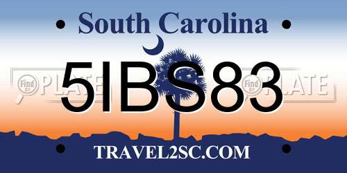 5IBS83 South Carolina License Plate