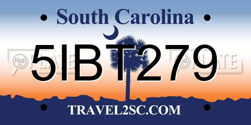 5IBT279 South Carolina License Plate