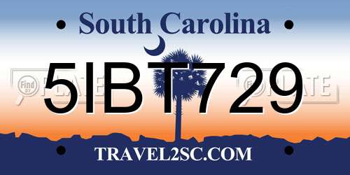 5IBT729 South Carolina License Plate