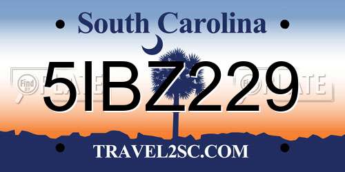 5IBZ229 South Carolina License Plate