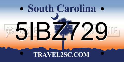 5IBZ729 South Carolina License Plate