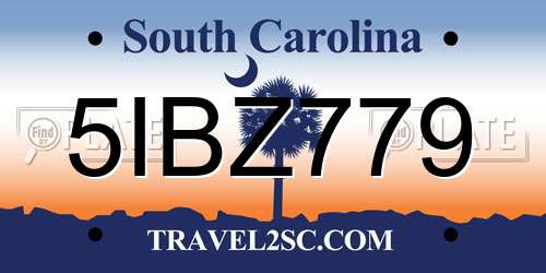 5IBZ779 South Carolina License Plate